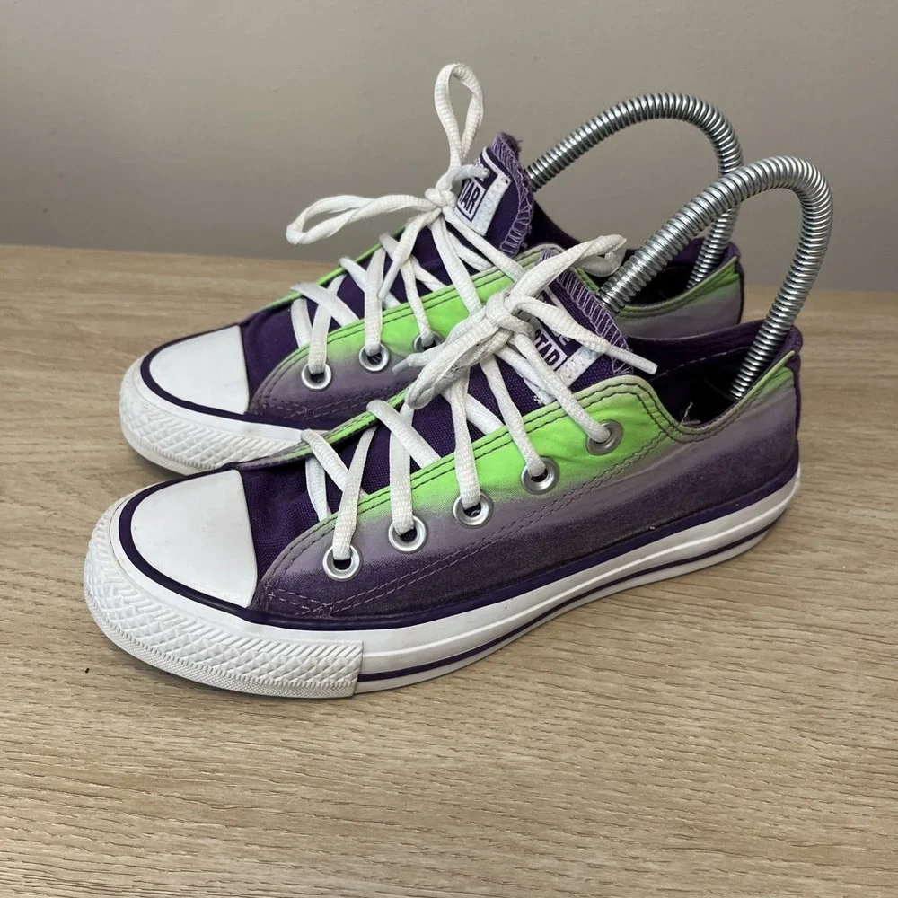 Converse All Star Low Purple Green Fade Women's 5 Big‎ Kids 3.5 Halloween Chucks